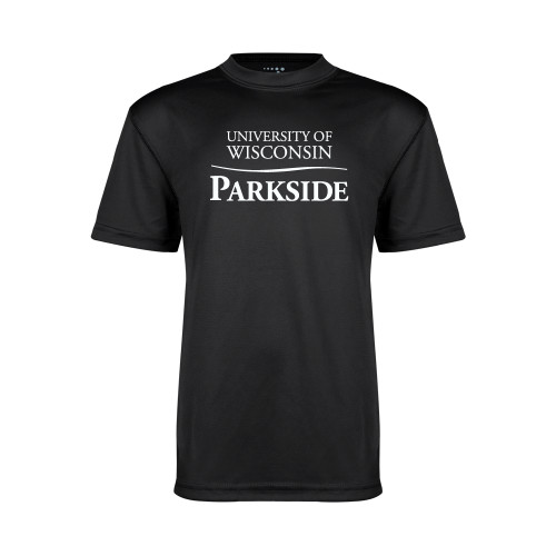  Youth Performance Black Tee - Parkside Wordmark Vertical