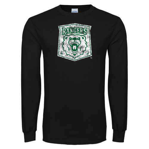  Black Long Sleeve T Shirt - Primary Logo Distressed