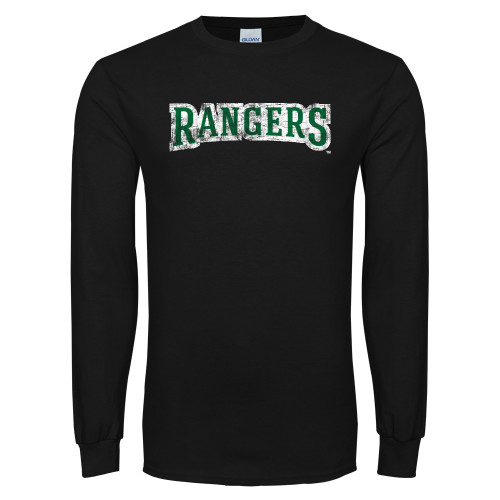  Black Long Sleeve T Shirt - Rangers Wordmark  Distressed