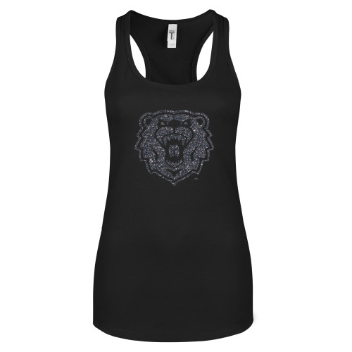  Next Level Womens Black Racerback Tank  - F Graphite Soft Glitter