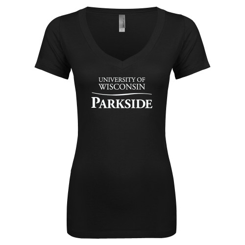  Next Level Womens Black Ideal V Tee - Parkside Wordmark Vertical