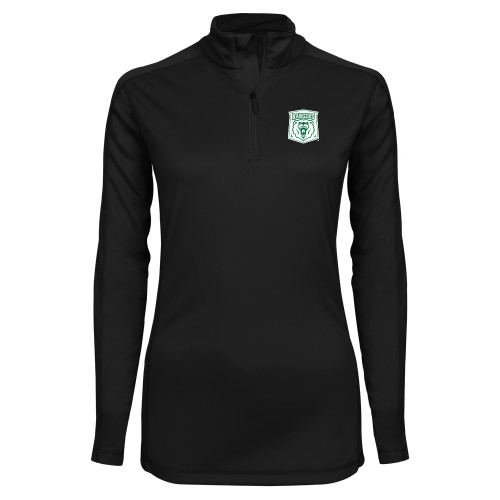  Syntrel Womens Black Interlock 1/4 Zip - Primary Athletic Mark