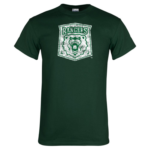  Dark Green T Shirt - Primary Logo Distressed
