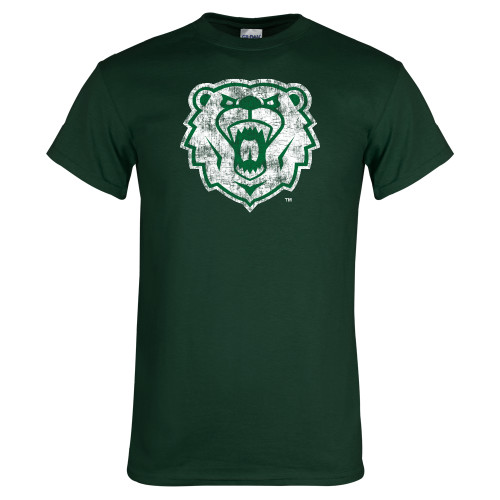  Dark Green T Shirt - Bear Head Distressed