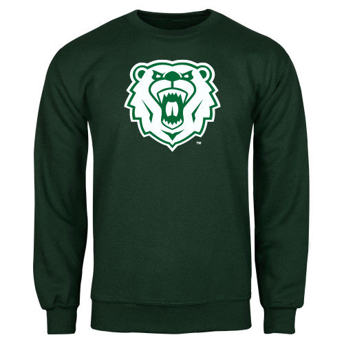  Dark Green Fleece Crew - Athletic Bear Head