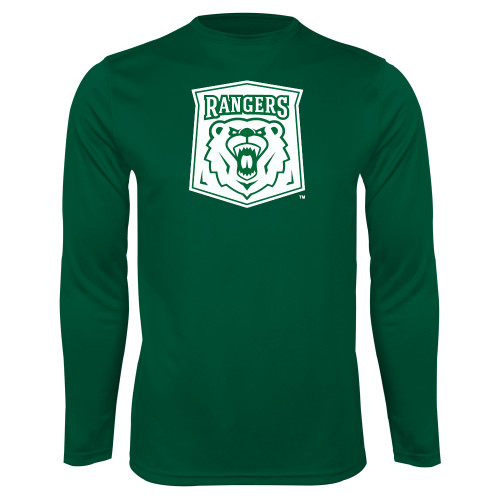  Dark Green Performance Long Sleeve Shirt - Primary Athletic Mark