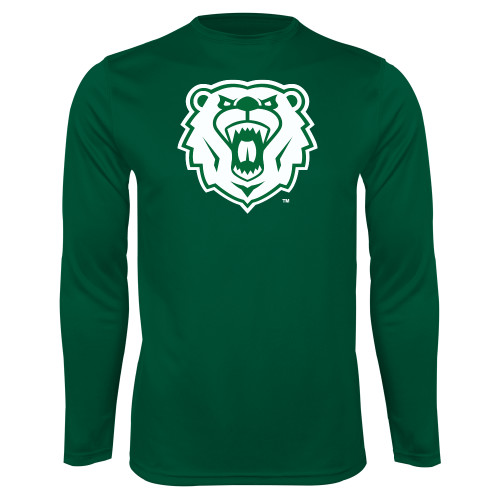  Dark Green Performance Long Sleeve Shirt - Athletic Bear Head