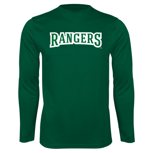  Dark Green Performance Long Sleeve Shirt - Rangers Wordmark
