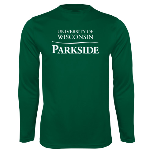  Dark Green Performance Long Sleeve Shirt - Parkside Wordmark Vertical