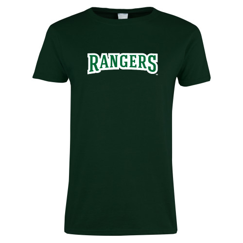  Womens Dark Green Short Sleeve Tee - Rangers Wordmark