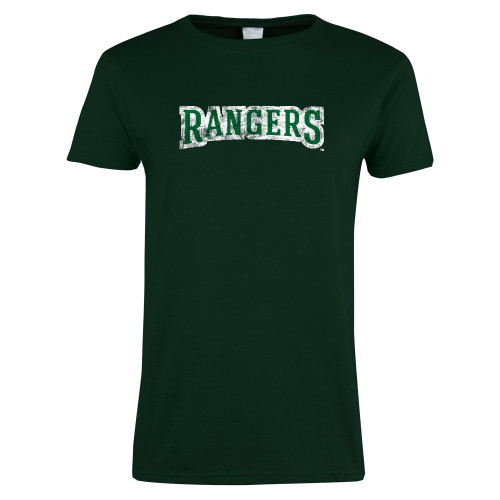  Womens Dark Green Short Sleeve Tee - Rangers Wordmark  Distressed