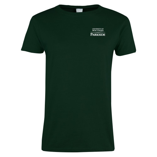  Womens Dark Green Short Sleeve Tee - Parkside Wordmark Vertical
