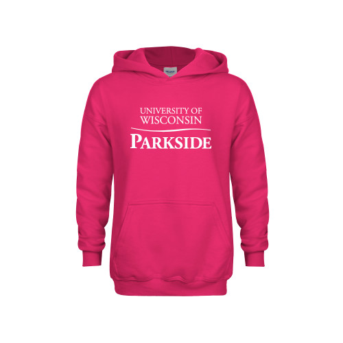  Youth Hot Pink Fleece Hoodie - Parkside Wordmark Vertical