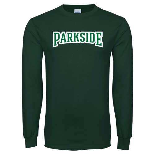  Dark Green Long Sleeve T Shirt - Parkside Wordmark