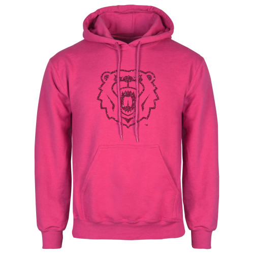  Womens Fuchsia Fleece Hoodie - M Hot Pink Glitter