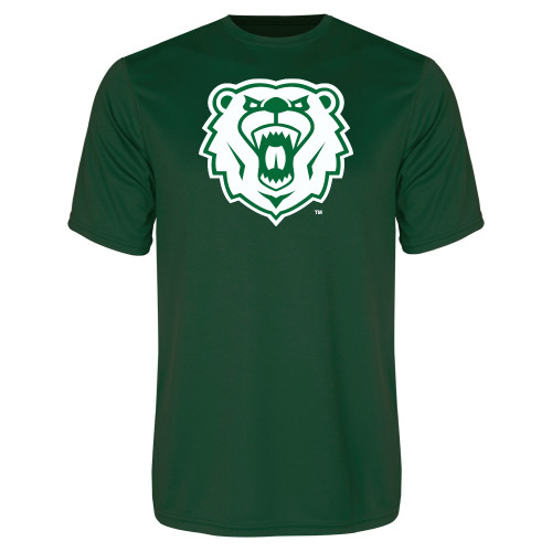  Dark Green Performance Tee - Athletic Bear Head