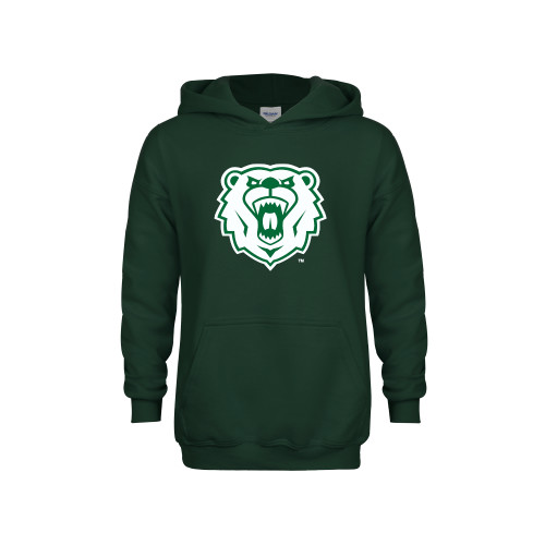 Youth Dark Green Fleece Hoodie - Athletic Bear Head