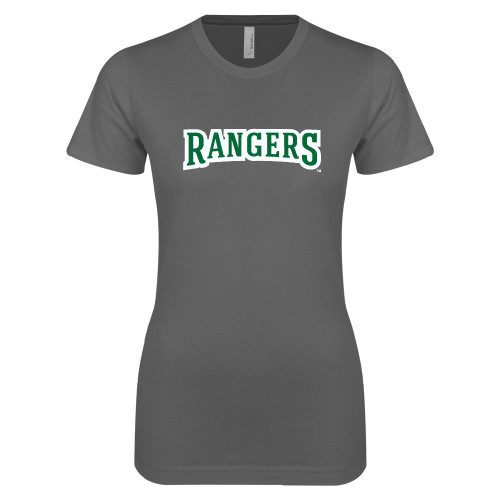  Next Level Womens Charcoal Boyfriend Tee - Rangers Wordmark