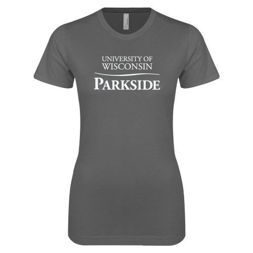  Next Level Womens Charcoal Boyfriend Tee - Parkside Wordmark Vertical
