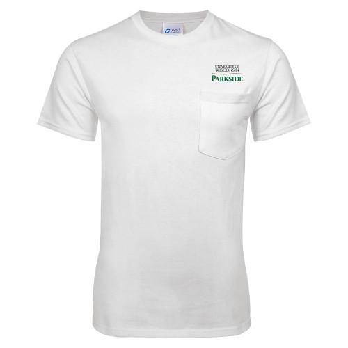  White T-Shirt w/Pocket - Parkside Wordmark Vertical