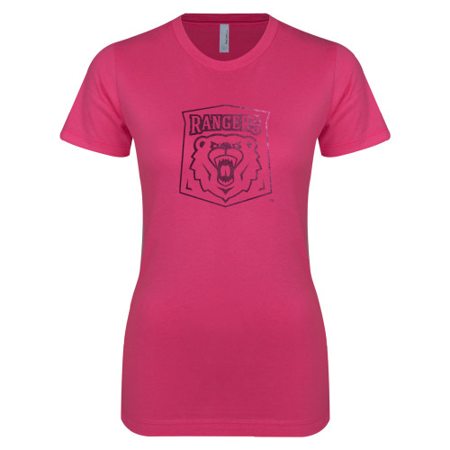  Next Level Womens Fuchsia Boyfriend Tee - Primary Athletic Mark Foil