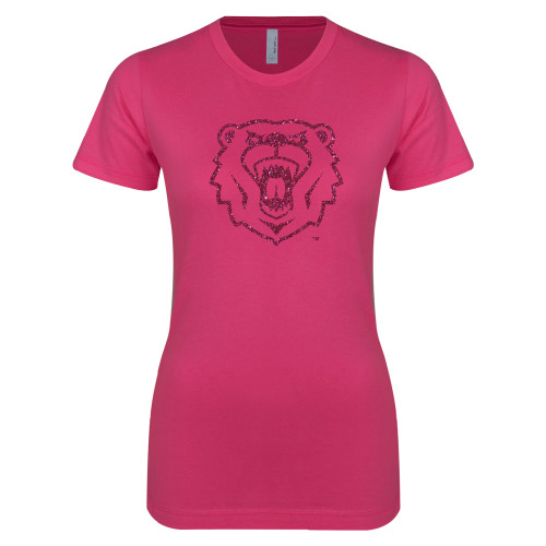  Next Level Womens Fuchsia Boyfriend Tee - M Hot Pink Glitter