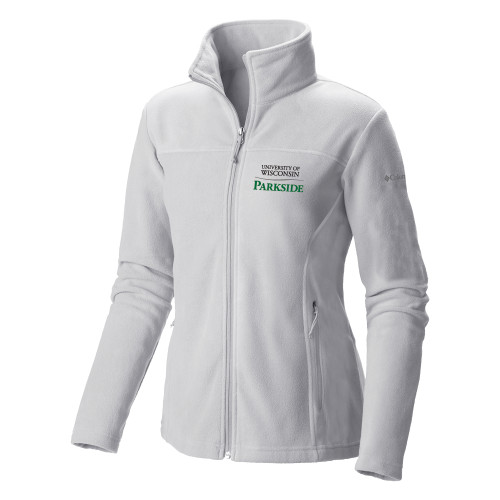  Columbia Womens Full Zip White Fleece Jacket - Parkside Wordmark Vertical