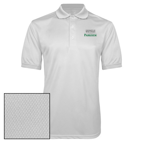  White Dry Mesh Polo - Parkside Wordmark Vertical