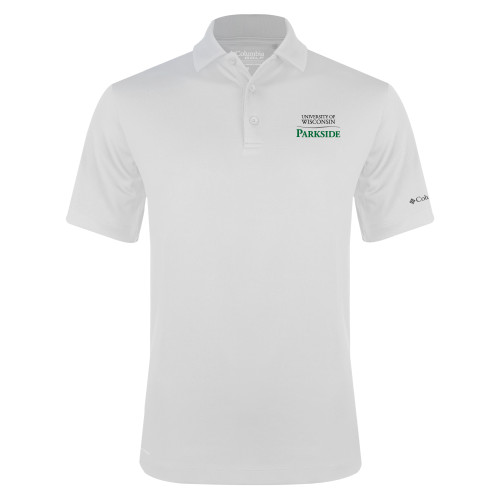  Columbia White Omni Wick Drive Polo - Parkside Wordmark Vertical