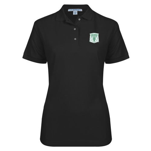  Womens Silk Touch Black Pique Polo - Primary Athletic Mark
