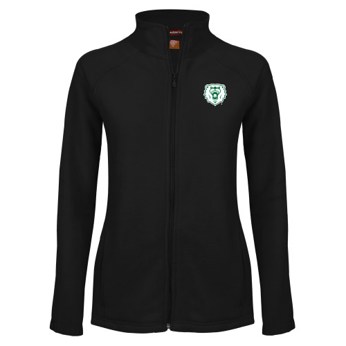  Womens Black Fleece Full Zip Jacket - Athletic Bear Head