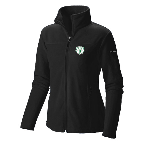  Columbia Womens Full Zip Black Fleece Jacket - Athletic Bear Head