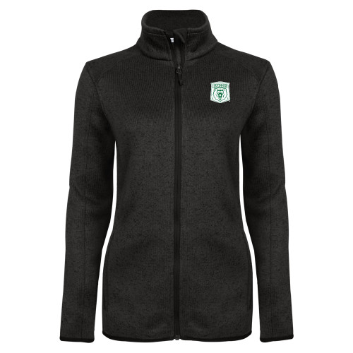  Womens Black Heather Fleece Jacket - Primary Athletic Mark