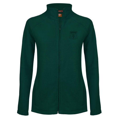  Womens Dark Green Fleece Full Zip Jacket - Primary Athletic Mark