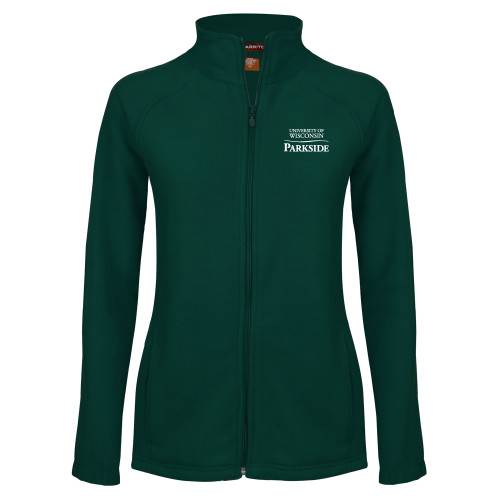  Womens Dark Green Fleece Full Zip Jacket - Parkside Wordmark Vertical