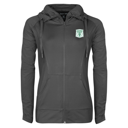  Womens Charcoal Sport Wick Stretch Full Zip Jacket - Primary Athletic Mark