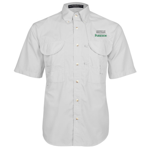  White Fishing Shirt Performance Short Sleeve - Parkside Wordmark Vertical