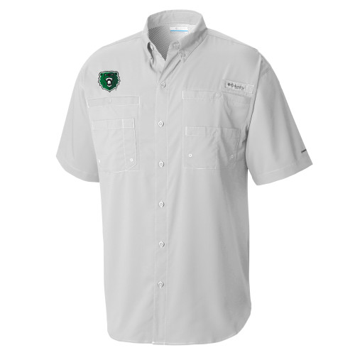  Columbia Cool Grey Tamiami Performance Short Sleeve Shirt - Athletic Bear Head
