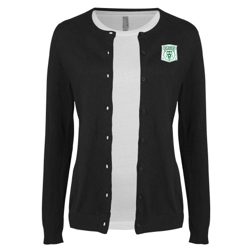 Womens Black Cardigan Sweater - Primary Athletic Mark