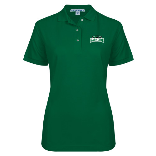  Womens Silk Touch Dark Green Pique Polo - Parkside w Half Bear