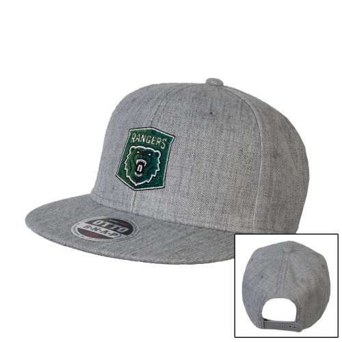  Heather Grey Wool Blend Flat Bill Snapback Hat - Primary Athletic Mark