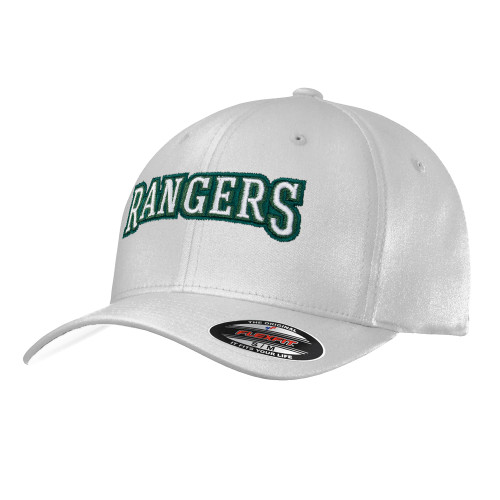  White Flexfit Structured Low Profile Hat - Rangers Wordmark