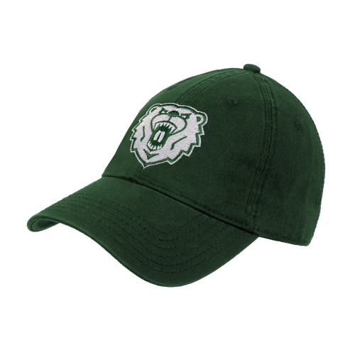  Dark Green Unstructured Adjustable Low Profile Hat - Athletic Bear Head