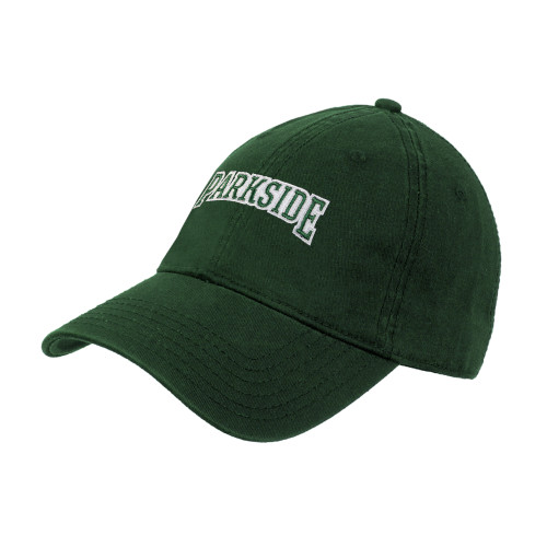  Dark Green Unstructured Adjustable Low Profile Hat - Parkside Wordmark