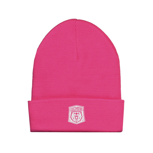  Fleece Lined Neon Pink Knit Beanie - Primary Athletic Mark
