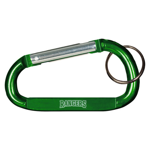  Green Carabiner with Split Ring - Rangers Wordmark Engraved
