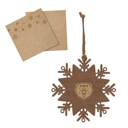 Wood Snowflake Ornament - Athletic Bear Head Engraved