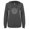 Thumbnail image for  ENZA Womens Dark Heather V Notch Raw Edge Fleece Hoodie