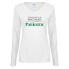 Thumbnail image for  Womens White Long Sleeve V Neck Tee