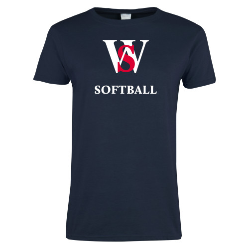  Womens Navy Short Sleeve Tee - WS Softball